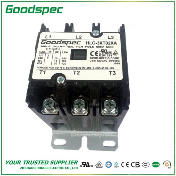 HLC-3XT02XA (3POLES/30A/120VAC) DEFINITE PURPOSE CONTACTOR