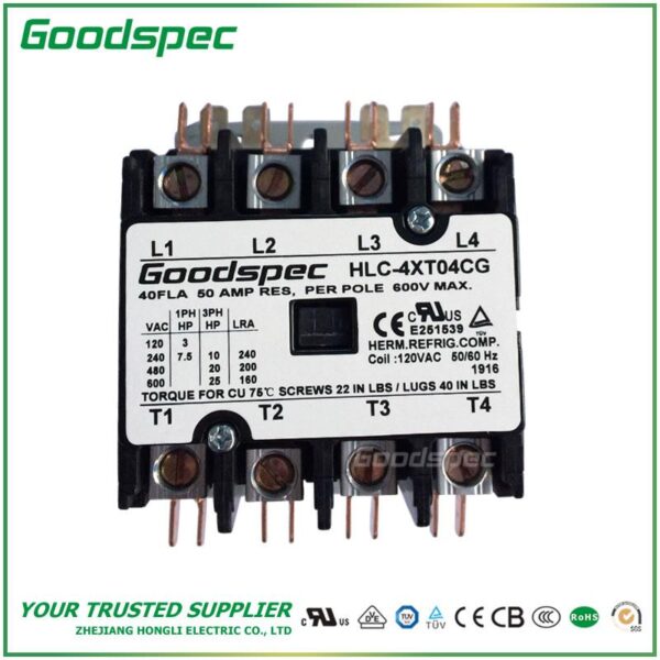 HLC-4XT04CG(4P/40A/120V) DEFINITE PURPOSE CONTACTOR