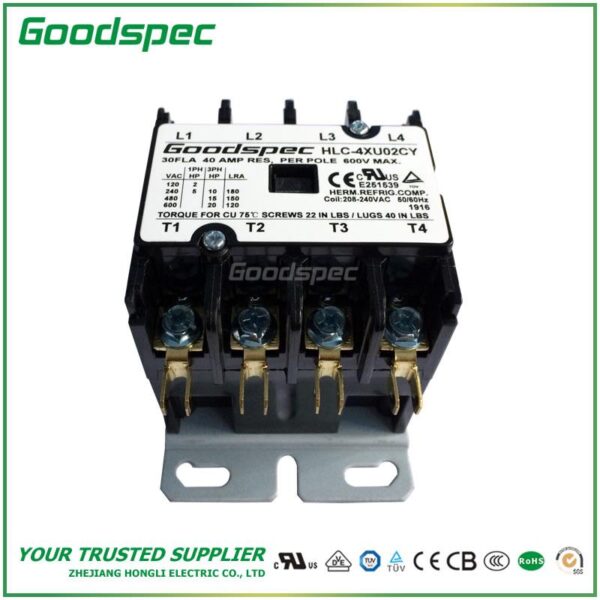 HLC-4XU02CY(4P/30A/208-240V) DEFINITE PURPOSE CONTACTOR