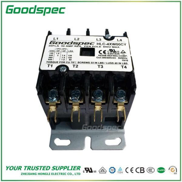 HLC-4XW00CY(4P/20A/380-400V)DEFINITE PURPOSE CONTACTOR